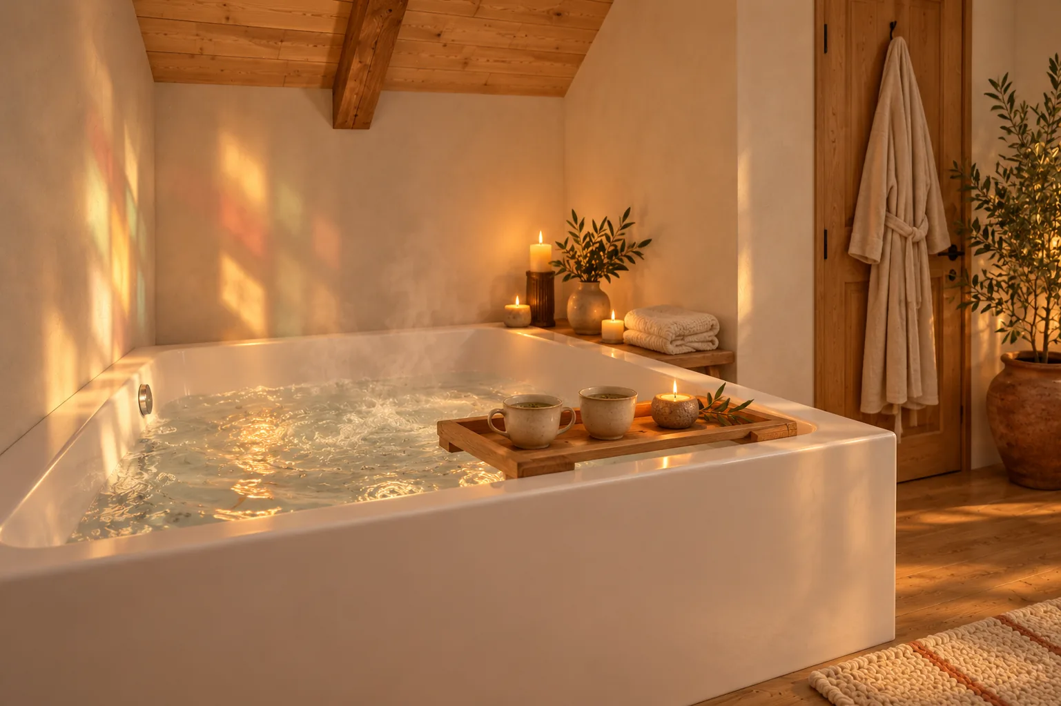La baignoire balnéo pour deux, à la lumière des bougies