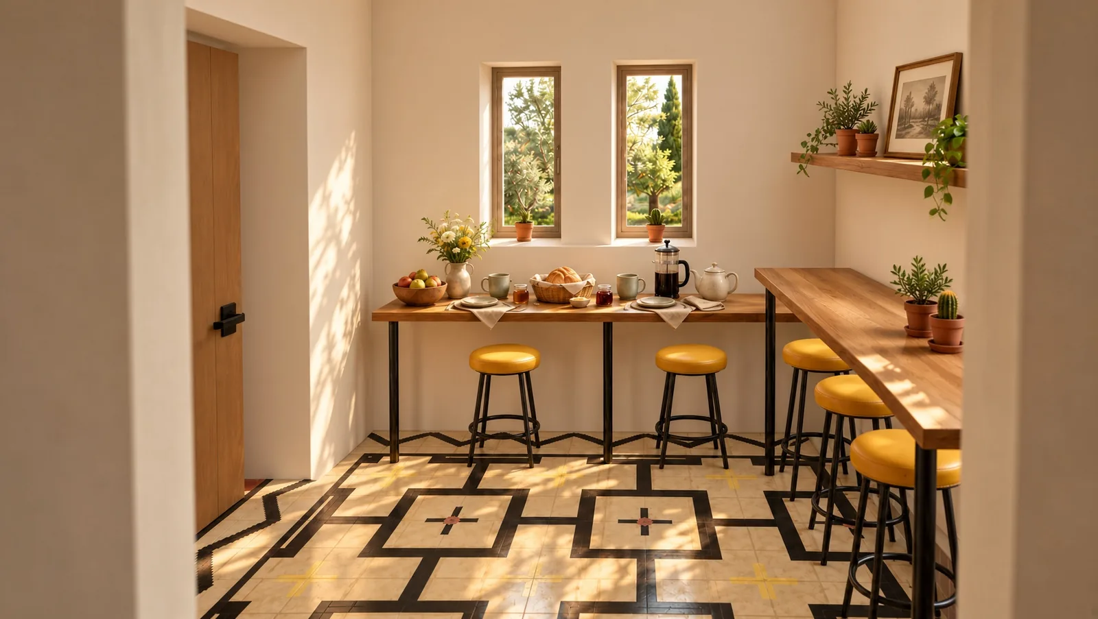 Le coin petit-déjeuner du futur gîte, rendu du projet